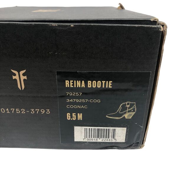 Frye Reina Bootie Leather Ankle Boots 6.5 Western Cognac Brown New Minor Defects - Picture 8 of 9